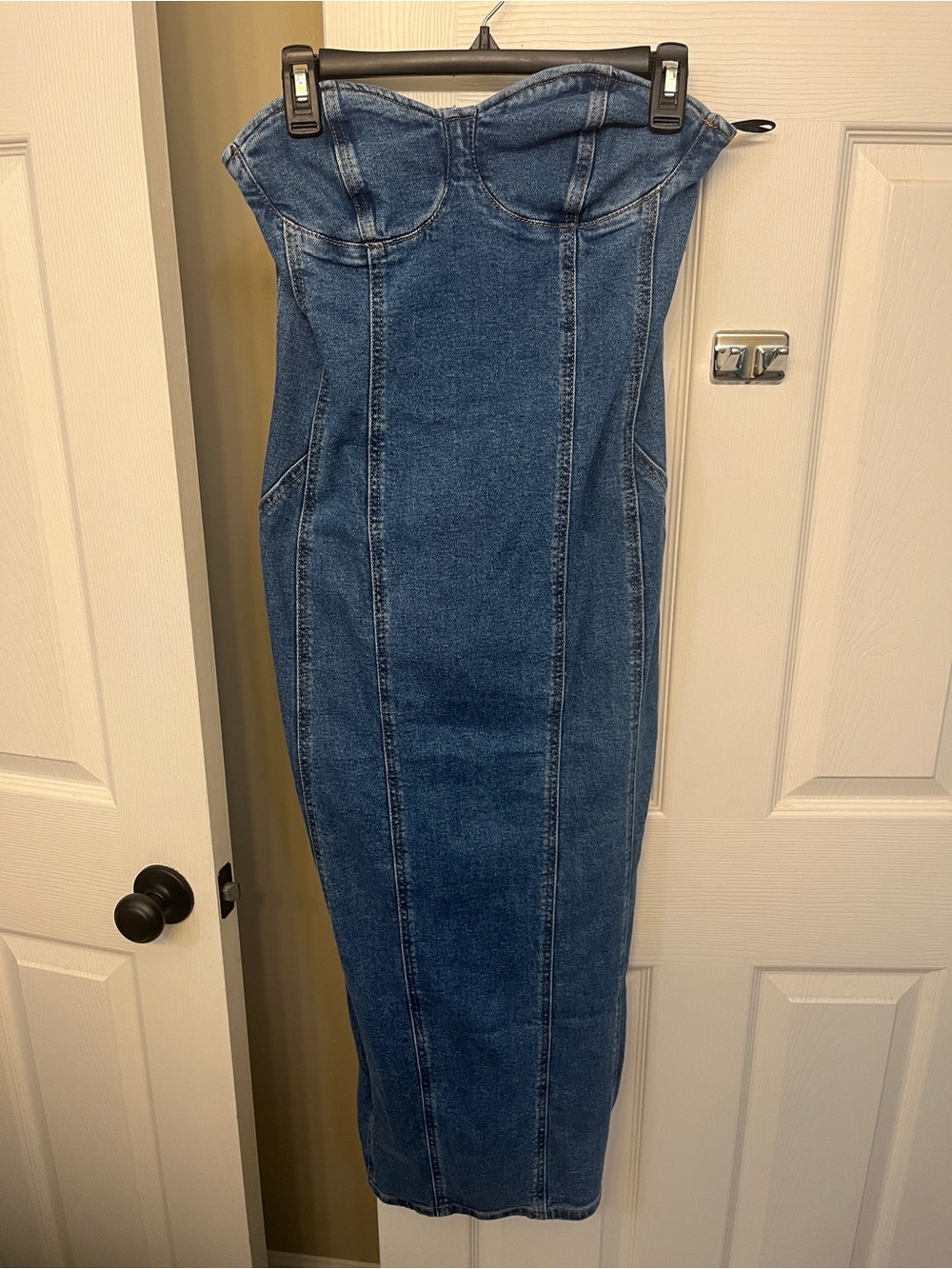 Forever 21 Denim Strapless Midi Dress - Blue size S NWT